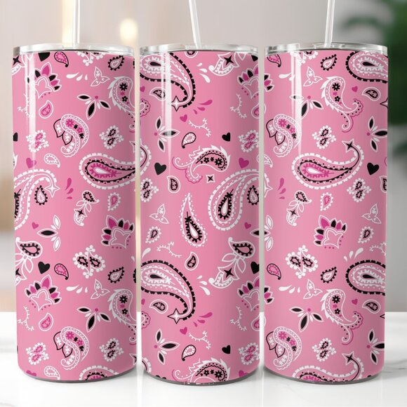 20oz. Skinny Straight Bandana Tumblers - Various Colors Available - Picture 4 of 7